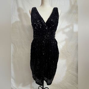 Black Sequin Cocktail Dress By Aidan Mattox. Size 8